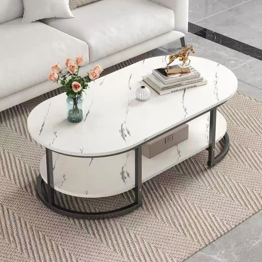 Tavoline ovale per sallon 120x60cm (E bardhe, kembe black)